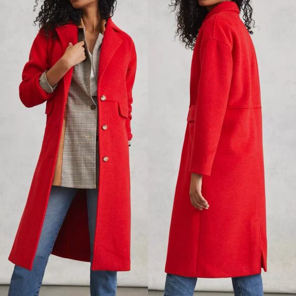 Greylin Josefa Wool Blend Coat Red Anthropologie size Medium - Picture 1 of 6